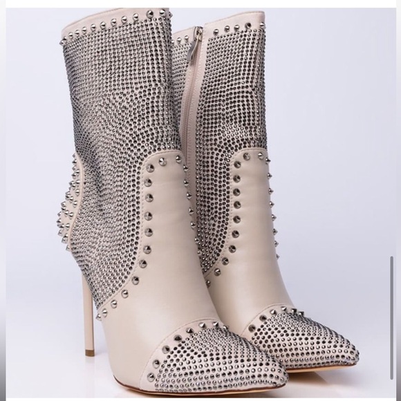 Carol Elegant Rhinestone Studded Ankle Boots - Picture 2 of 5